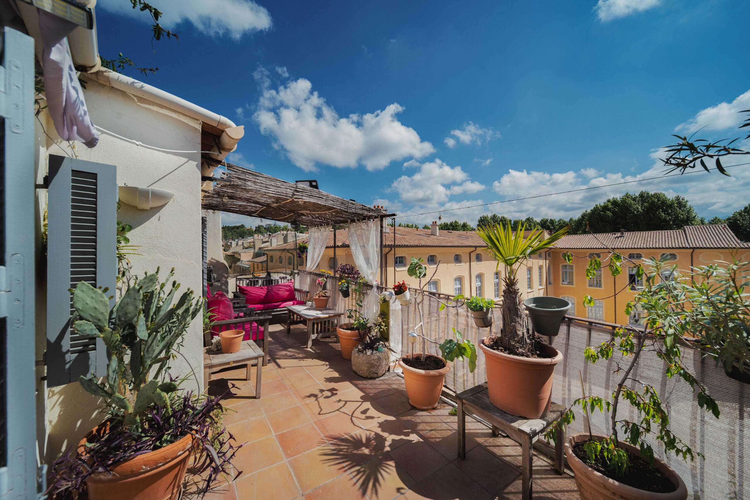veranda avec plantes et fleurs